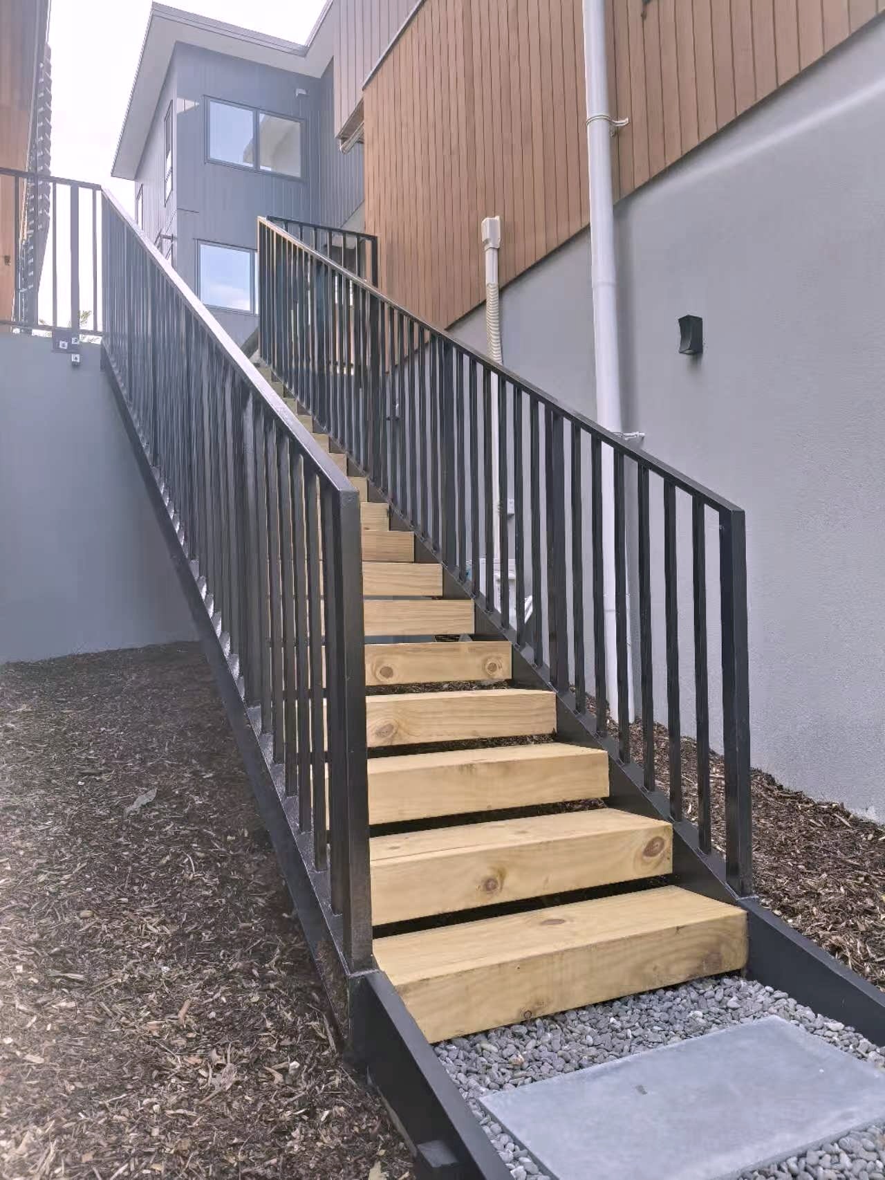 OBS installation support for an outdoor stair system
