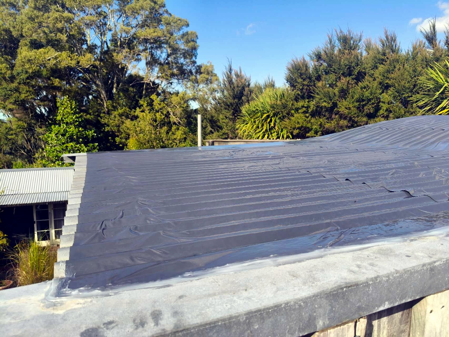 Finished ORI roof waterproofing membrane area on an existing roof